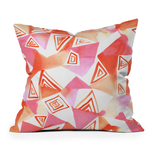 Amy Sia Geo Triangle Peach Outdoor Throw Pillow
