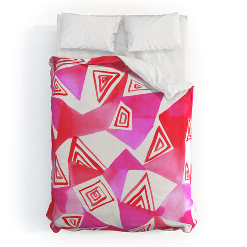 Amy Sia Geo Triangle Pink Duvet Cover