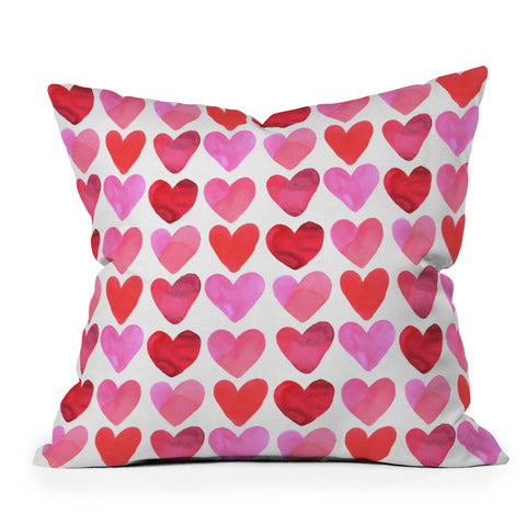 Amy Sia Heart Watercolor Outdoor Throw Pillow
