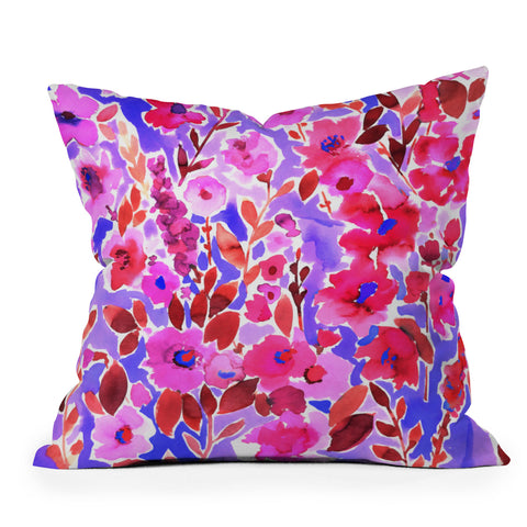 Amy Sia Isla Floral Purple Outdoor Throw Pillow