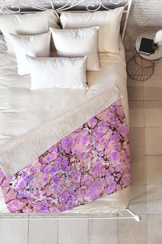 Amy Sia Marble Bubble Lilac Fleece Throw Blanket