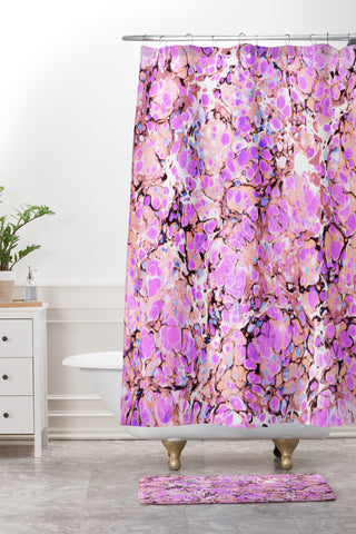Amy Sia Marble Bubble Lilac Shower Curtain And Mat
