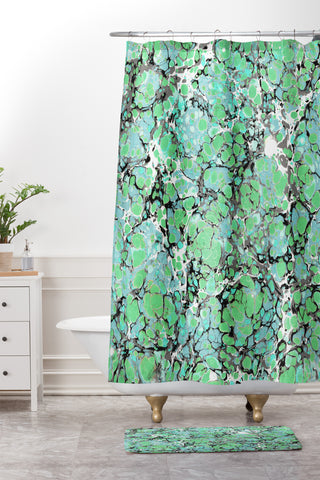 Amy Sia Marble Bubble Mint Shower Curtain And Mat