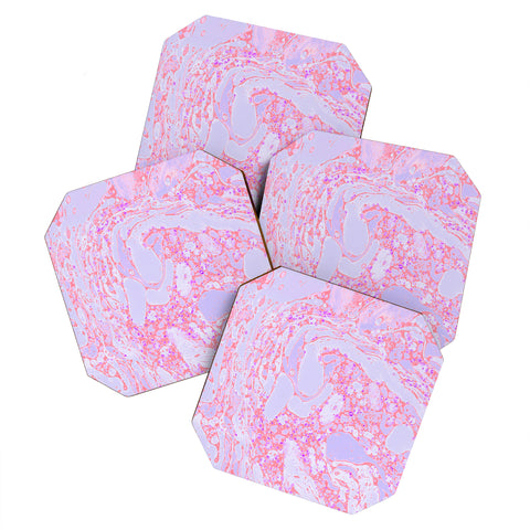 Amy Sia Marble Coral Pink Coaster Set