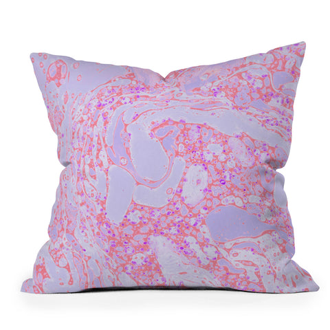 Amy Sia Marble Coral Pink Outdoor Throw Pillow