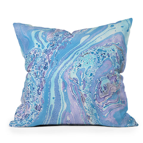 Amy Sia Marble Pale Blue Outdoor Throw Pillow
