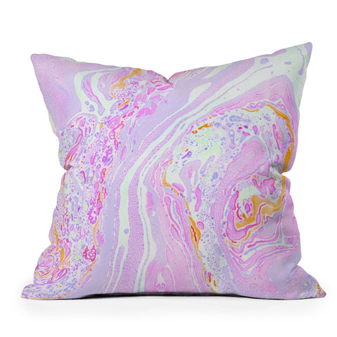 Amy Sia Marble Pastel Pink Throw Pillow