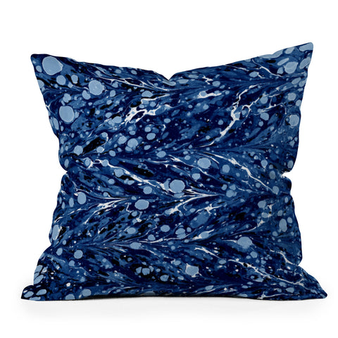Amy Sia Marbled Illusion Navy Outdoor Throw Pillow