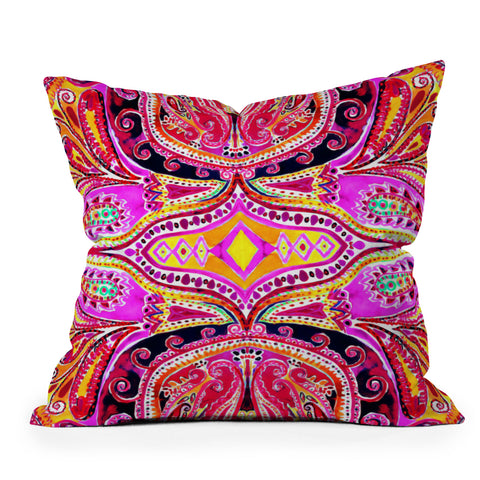 Amy Sia Paisley Hot Pink Outdoor Throw Pillow