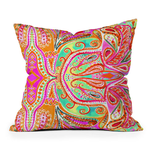 Amy Sia Paisley Pink Outdoor Throw Pillow