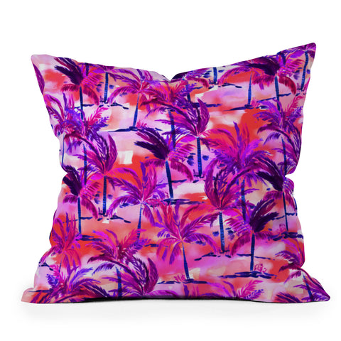 Amy Sia Palm Tree Purple Outdoor Throw Pillow