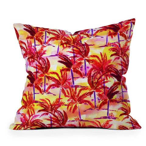 Amy Sia Palm Tree Sunset Outdoor Throw Pillow