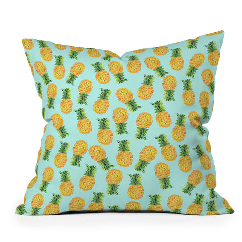 Amy Sia Pineapple Fruit Outdoor Throw Pillow