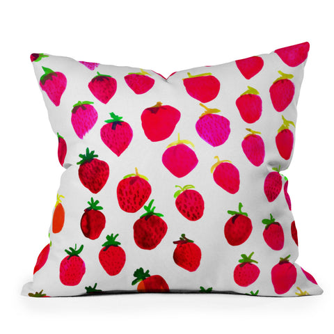 Amy Sia Strawberry Fruit Outdoor Throw Pillow