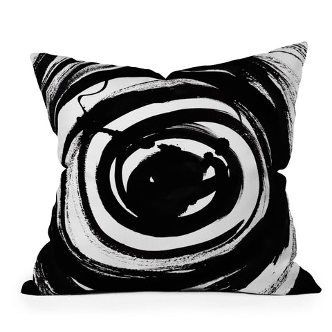 Amy Sia Swirl Black Outdoor Throw Pillow