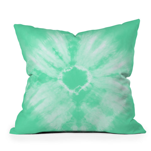 Amy Sia Tie Dye Mint Outdoor Throw Pillow