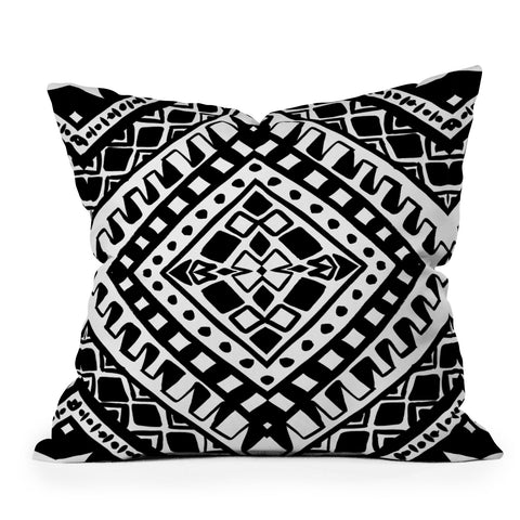 Amy Sia Tribe Black and White 2 Outdoor Throw Pillow