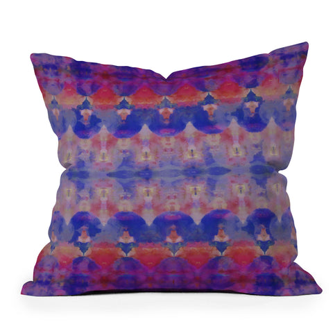 Amy Sia Watercolour Tribal Blue Outdoor Throw Pillow