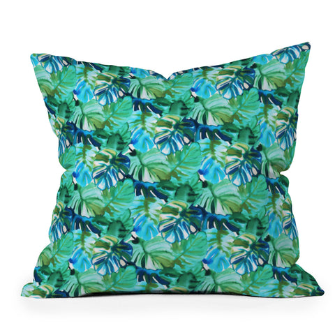 Amy Sia Welcome to the Jungle Palm Green Outdoor Throw Pillow