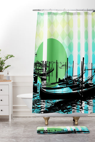 Amy Smith Gondolas 13 Shower Curtain And Mat