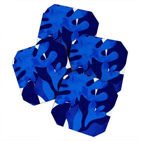 Ana Rut Bre Fine Art geometric shapes in blue Coaster Set
