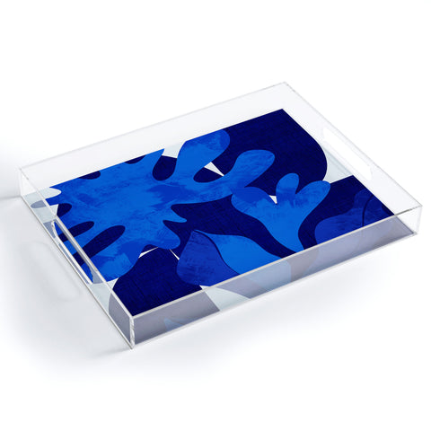 Ana Rut Bre Fine Art geometric shapes in blue Acrylic Tray
