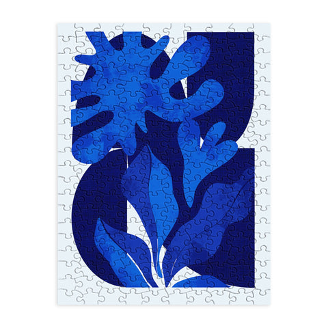 Ana Rut Bre Fine Art geometric shapes in blue Puzzle