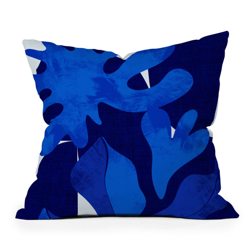 Ana Rut Bre Fine Art geometric shapes in blue Outdoor Throw Pillow