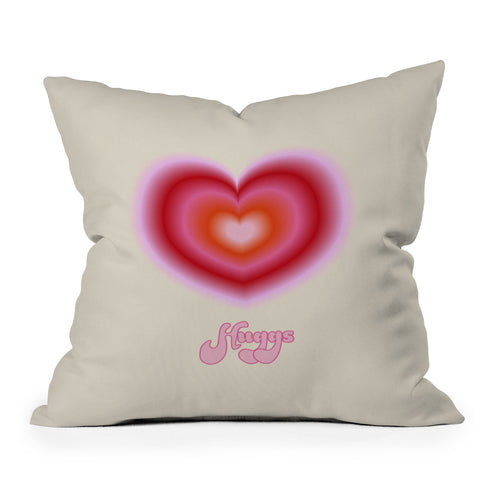 Ana Rut Bre Fine Art pink love heart I Outdoor Throw Pillow