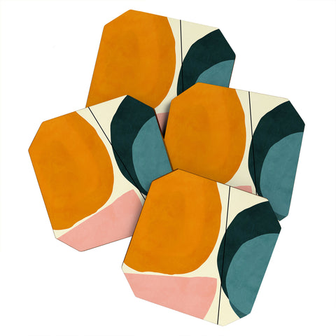 Ana Rut Bre Fine Art shapes geometric minimal paint Coaster Set