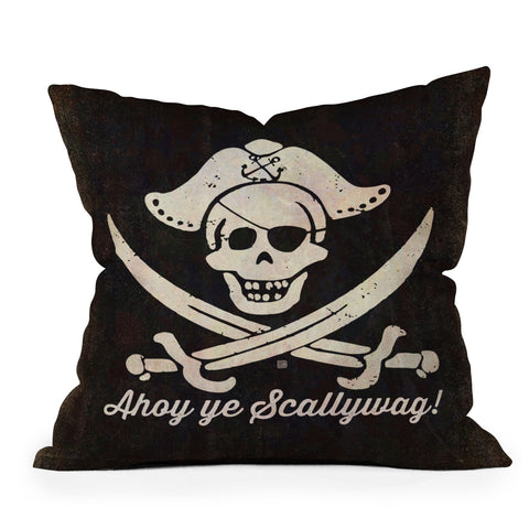 Anderson Design Group Ahoy Ye Scallywag Pirate Flag Outdoor Throw Pillow