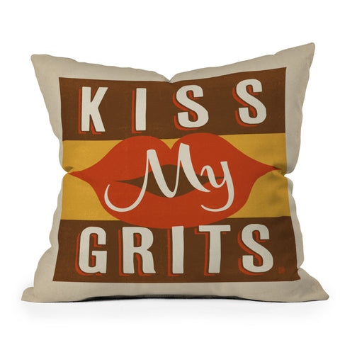 Anderson Design Group Kiss My Grits Outdoor Throw Pillow