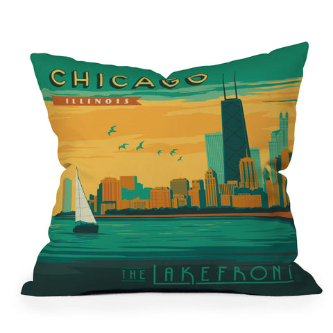 Anderson Design Group Lakefront Chicago Outdoor Throw Pillow