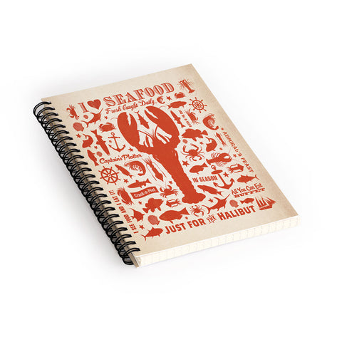Anderson Design Group Lobster Pattern Spiral Notebook