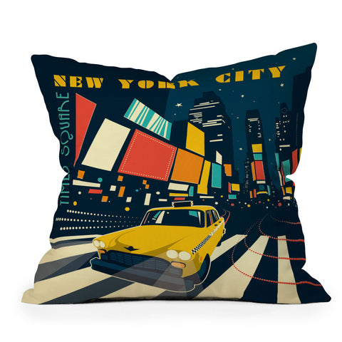 Anderson Design Group NYC Times Square Outdoor Throw Pillow