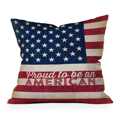 Anderson Design Group Proud To Be An American Flag Outdoor Throw Pillow