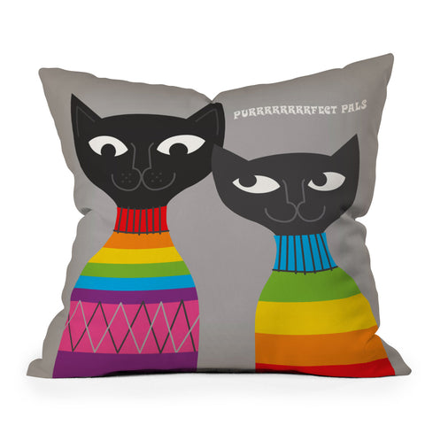 Anderson Design Group Rainbow Cats Outdoor Throw Pillow