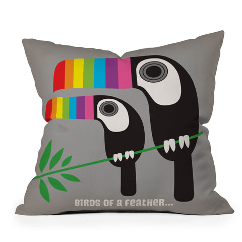 Anderson Design Group Rainbow Toucans Outdoor Throw Pillow
