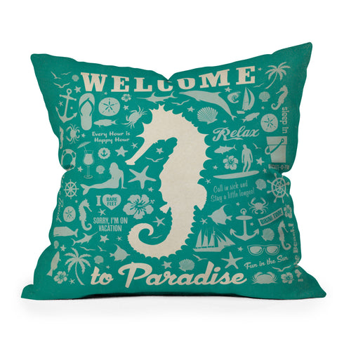 Anderson Design Group Seahorse Pattern Outdoor Throw Pillow