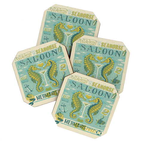 Anderson Design Group Seahorse Saloon Coaster Set
