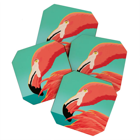 Anderson Design Group Tropical Flamingo Coaster Set