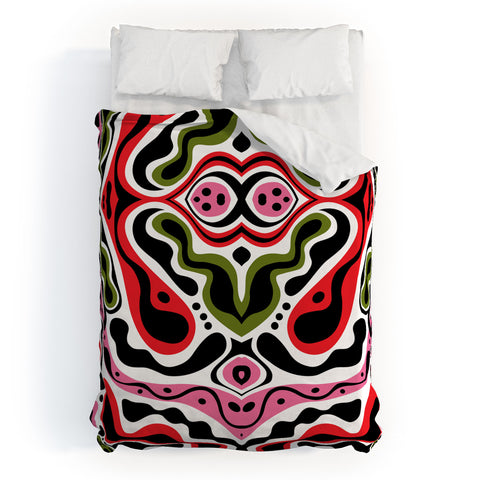 Andi Bird Beat Goes On Red Duvet Cover
