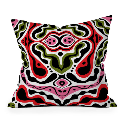 Andi Bird Beat Goes On Red Outdoor Throw Pillow