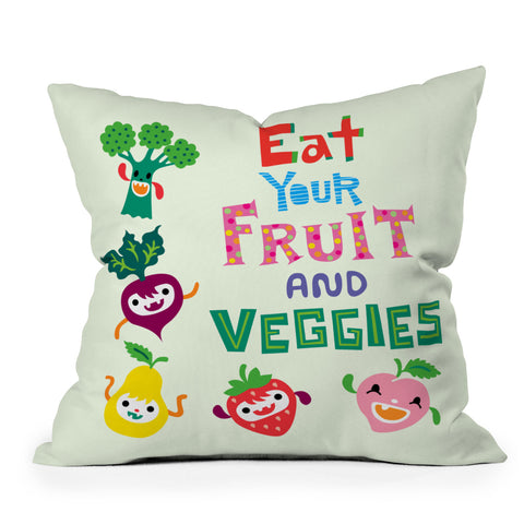 Andi Bird Eat Your Fruit and Veggies Throw Pillow