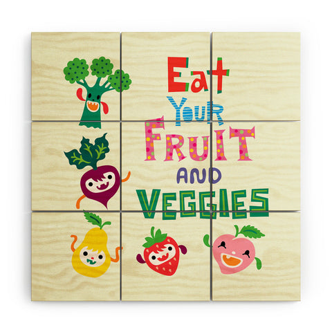 Andi Bird Eat Your Fruit and Veggies Wood Wall Mural
