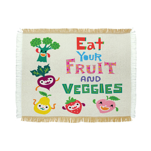 Andi Bird Eat Your Fruit and Veggies Throw Blanket