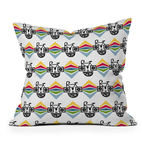 Andi Bird So Spoked Bicycle Outdoor Throw Pillow
