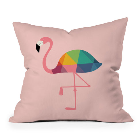 Andy Westface Rainbow Flamingo Outdoor Throw Pillow