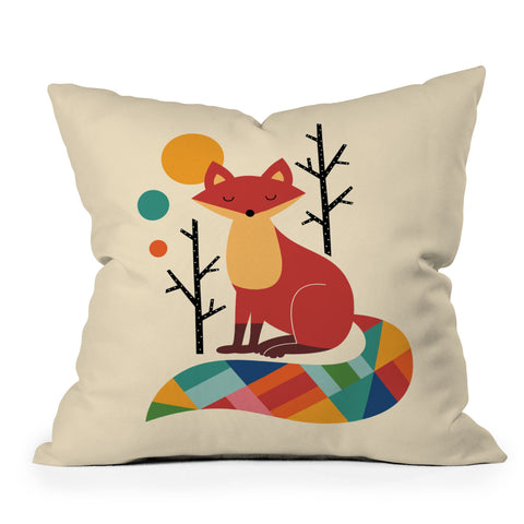 Andy Westface Rainbow Fox Outdoor Throw Pillow