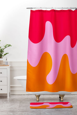 Angela Minca Abstract modern shapes 2 Shower Curtain And Mat